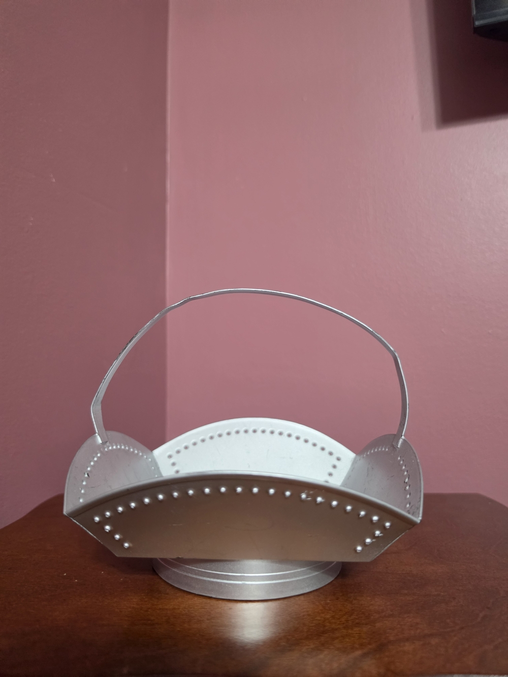 Silver Decorative Handled Basket - Women Accessories